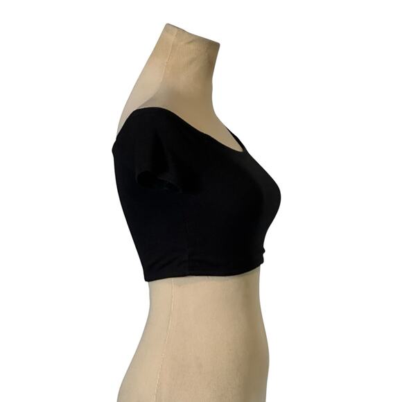 Blue Life black off shoulder short sleeves crop top size XS - Picture 8 of 10